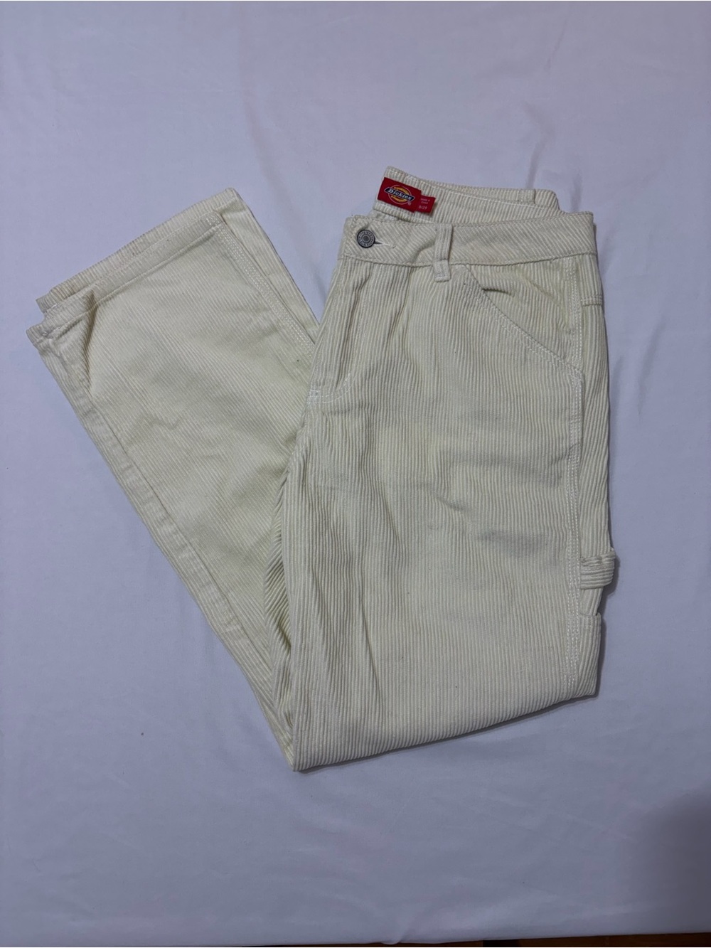 Dickies Girl Cream Corduroy Carpenter Pants Size 9/29 High Rise Utility Skater